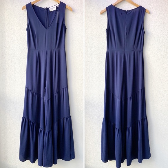 BB Dakota Pants - NWT BB Dakota RSVP Navy Blue Tiered Leg Jumpsuit